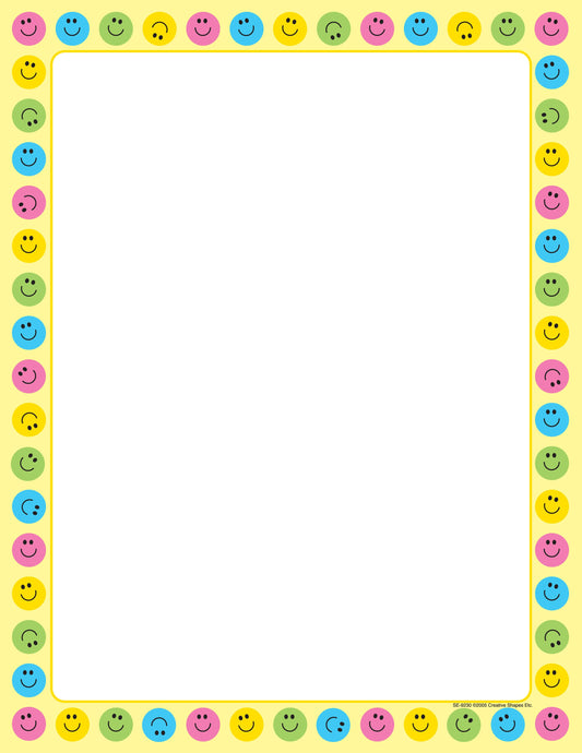 Shapes Etc. Smiles Border Designer Craft Paper | 50 sheets | Standard Size 8.5"x11"