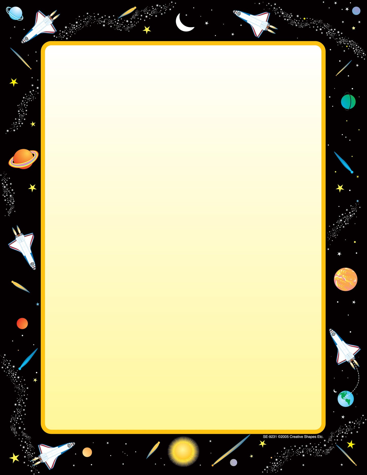 Shapes Etc. Space Border Designer Craft Paper | 50 sheets | Standard Size 8.5"x11"