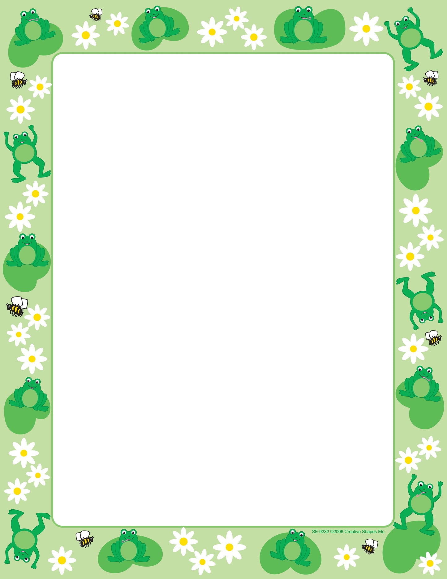 Shapes Etc. Frogs Border Designer Craft Paper | 50 sheets | Standard Size 8.5"x11"