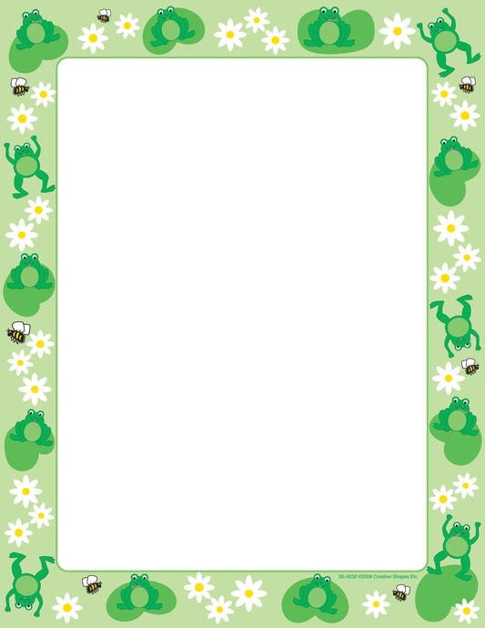 Shapes Etc. Frogs Border Designer Craft Paper | 50 sheets | Standard Size 8.5"x11"