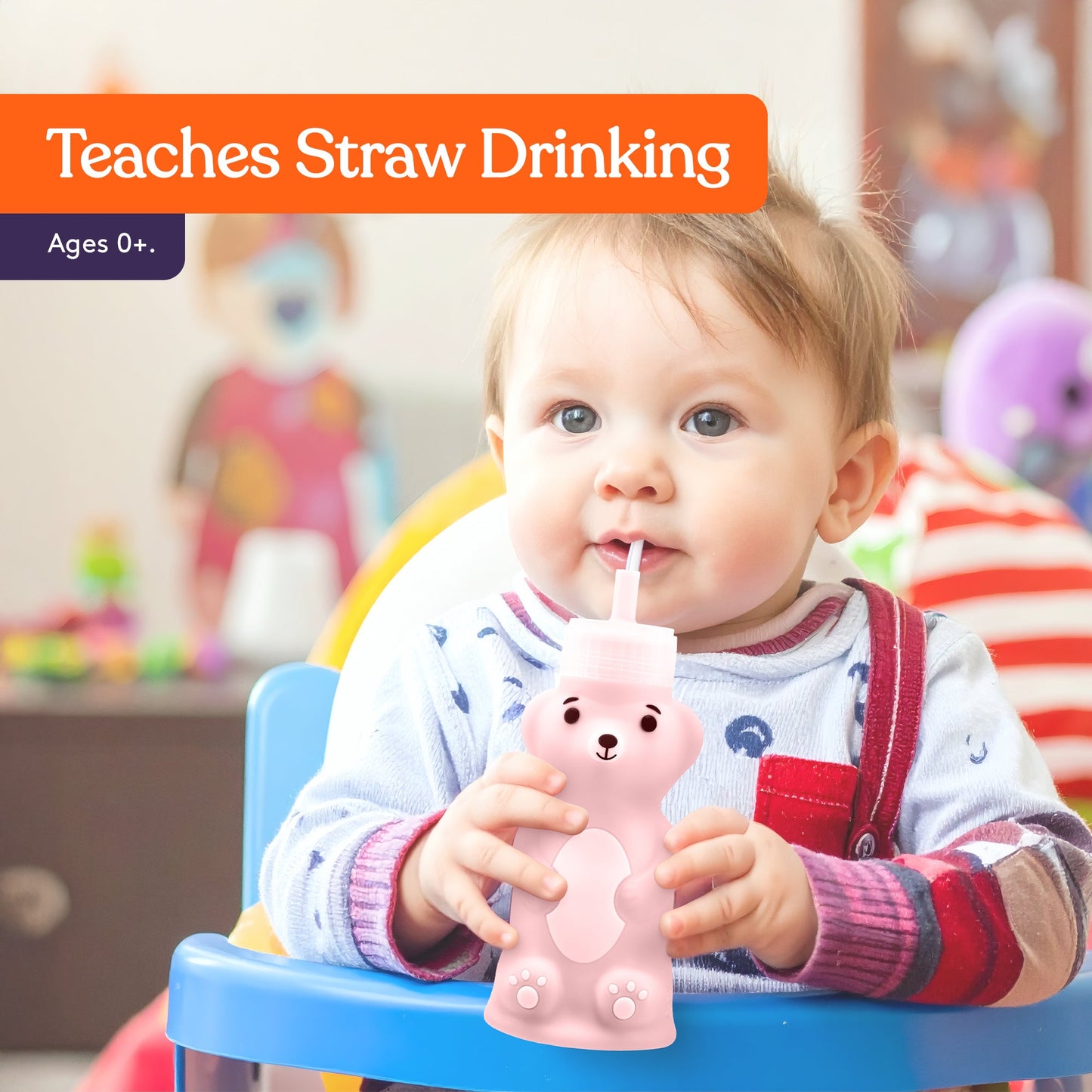 Special Supplies Honey Bear Squeeze Straw Bottle – Assistive Therapy Drinking Cup (8 oz.)