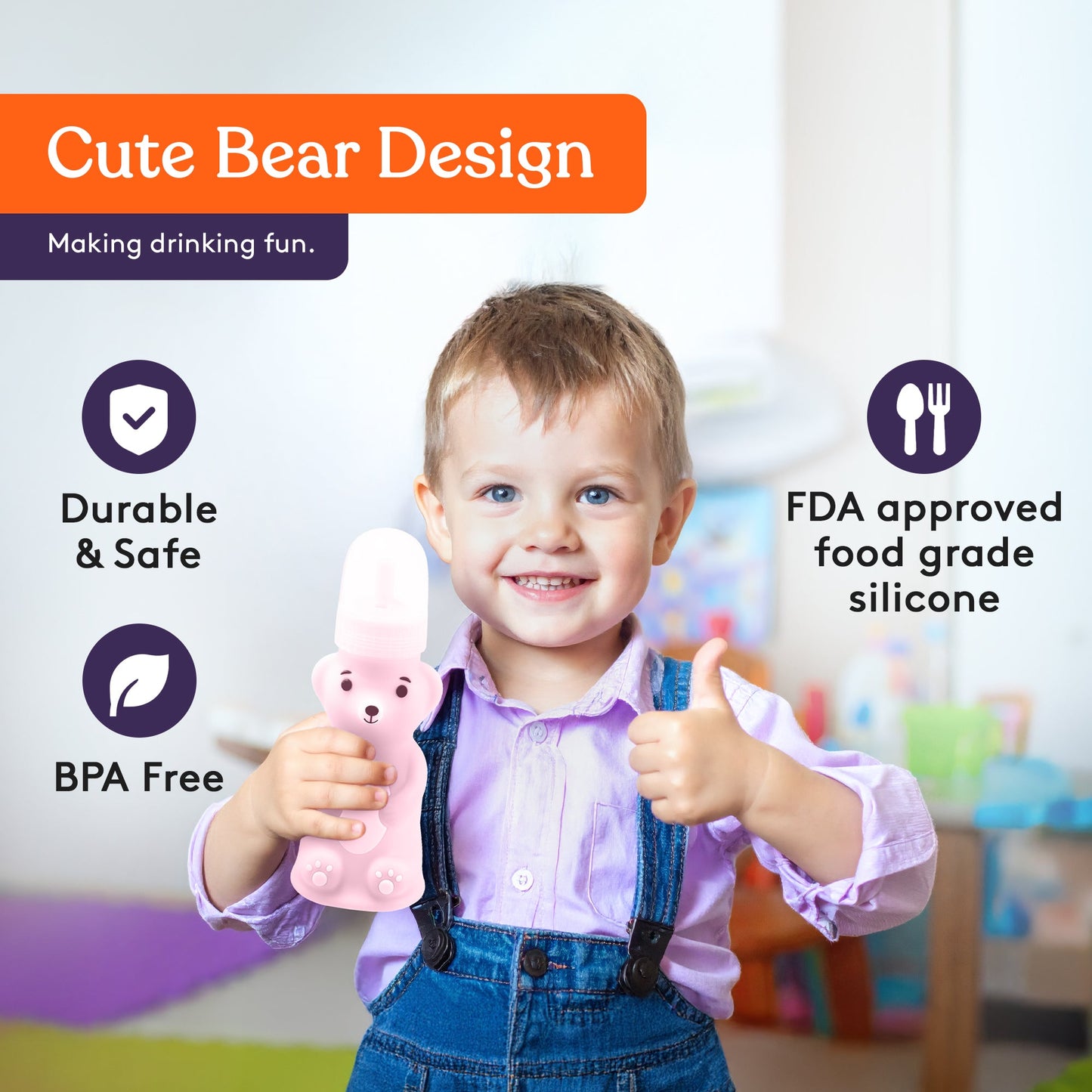 Special Supplies Honey Bear Squeeze Straw Bottle – Assistive Therapy Drinking Cup (8 oz.)