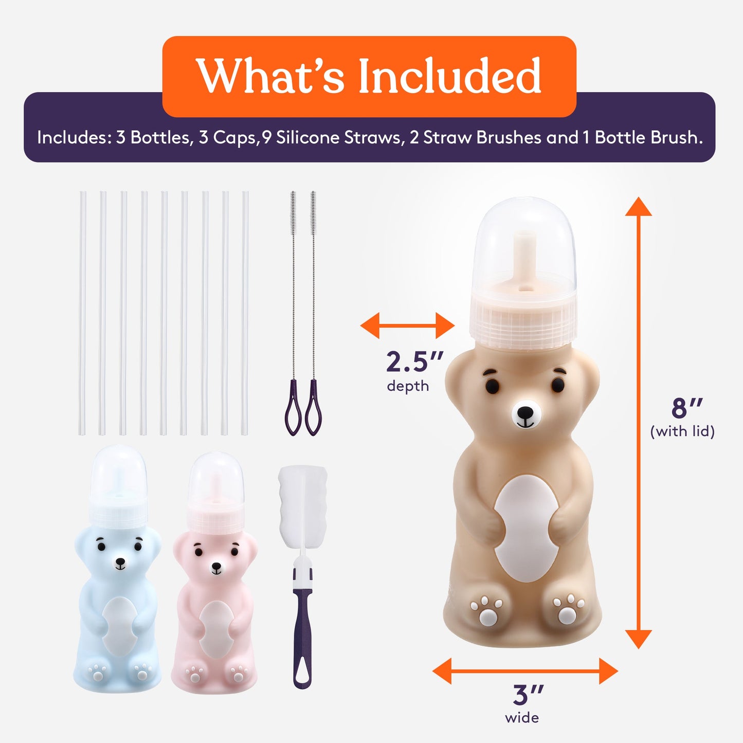 Special Supplies Honey Bear Squeeze Straw Bottle – Assistive Therapy Drinking Cup (8 oz.)