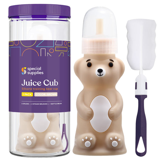 Special Supplies Honey Bear Squeeze Straw Bottle – Assistive Therapy Drinking Cup (8 oz.)
