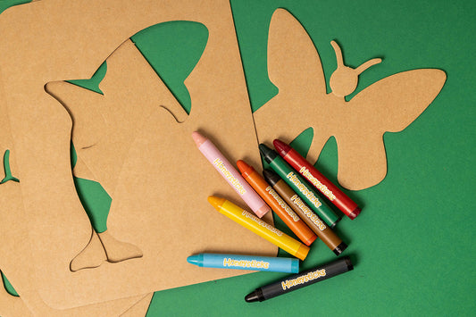 Honeysticks Activity Set with Mega Stencils and Pure Beeswax Crayons – Eco-Friendly Creative Gift for Kids