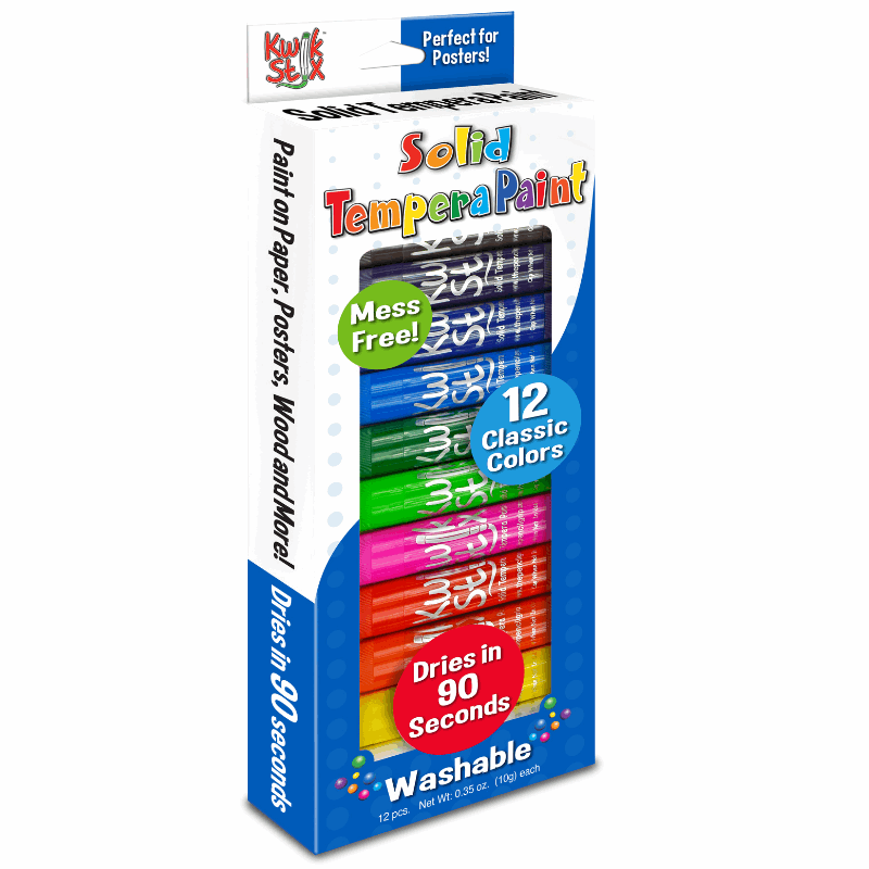 The Pencil Grip Inc. Kwik Stix 12 Classic Colors Set – Solid Tempera Paint Sticks for Kids