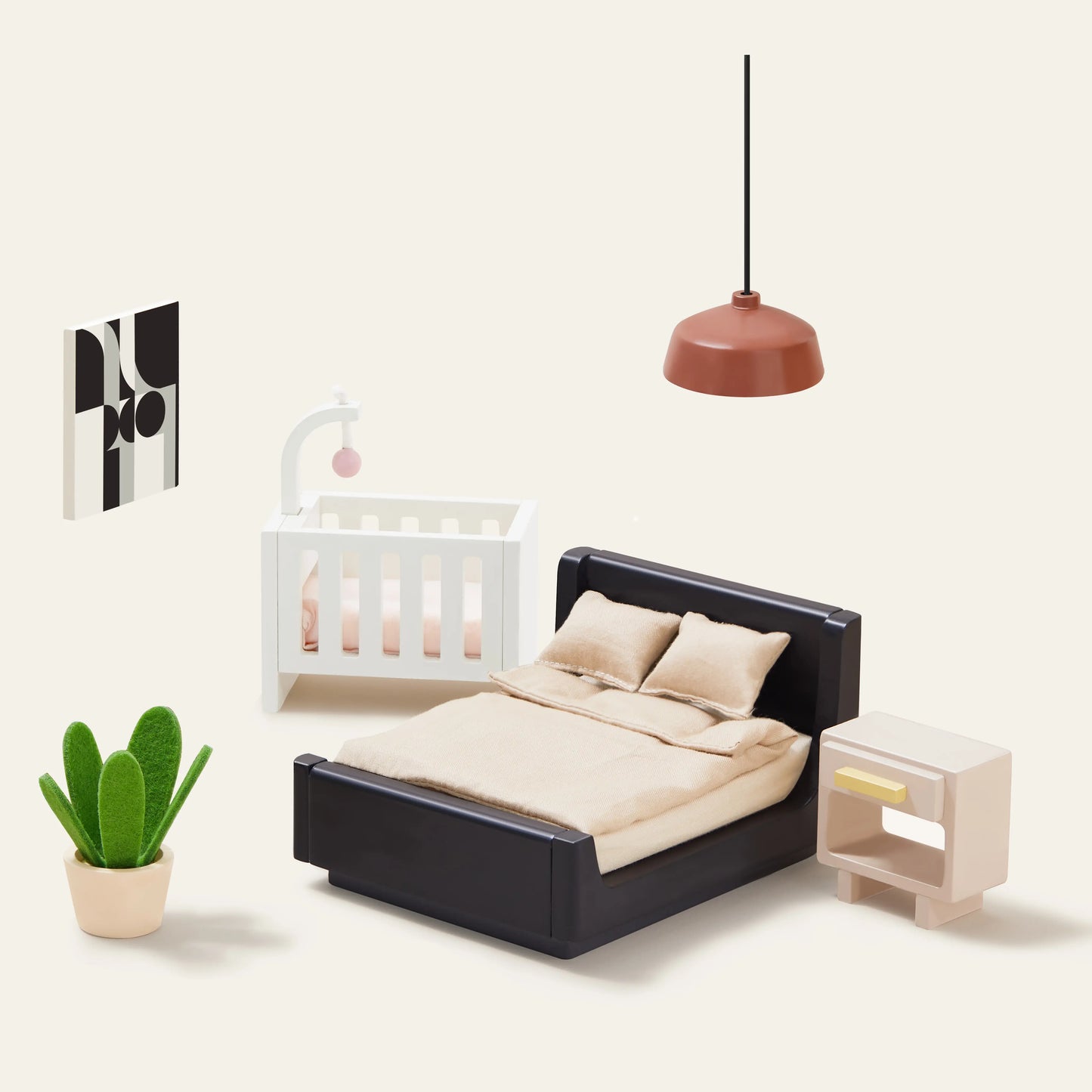 Tiny Land® Sweetwood Edge Modern Family Wooden Dollhouse – Contemporary Design with Furniture & Figures