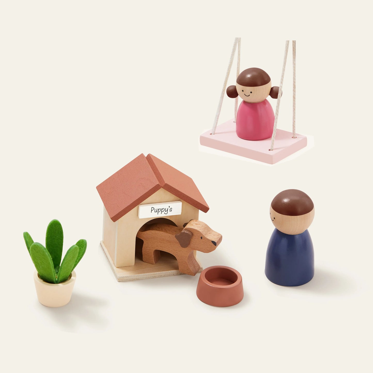 Tiny Land® Sweetwood Edge Modern Family Wooden Dollhouse – Contemporary Design with Furniture & Figures