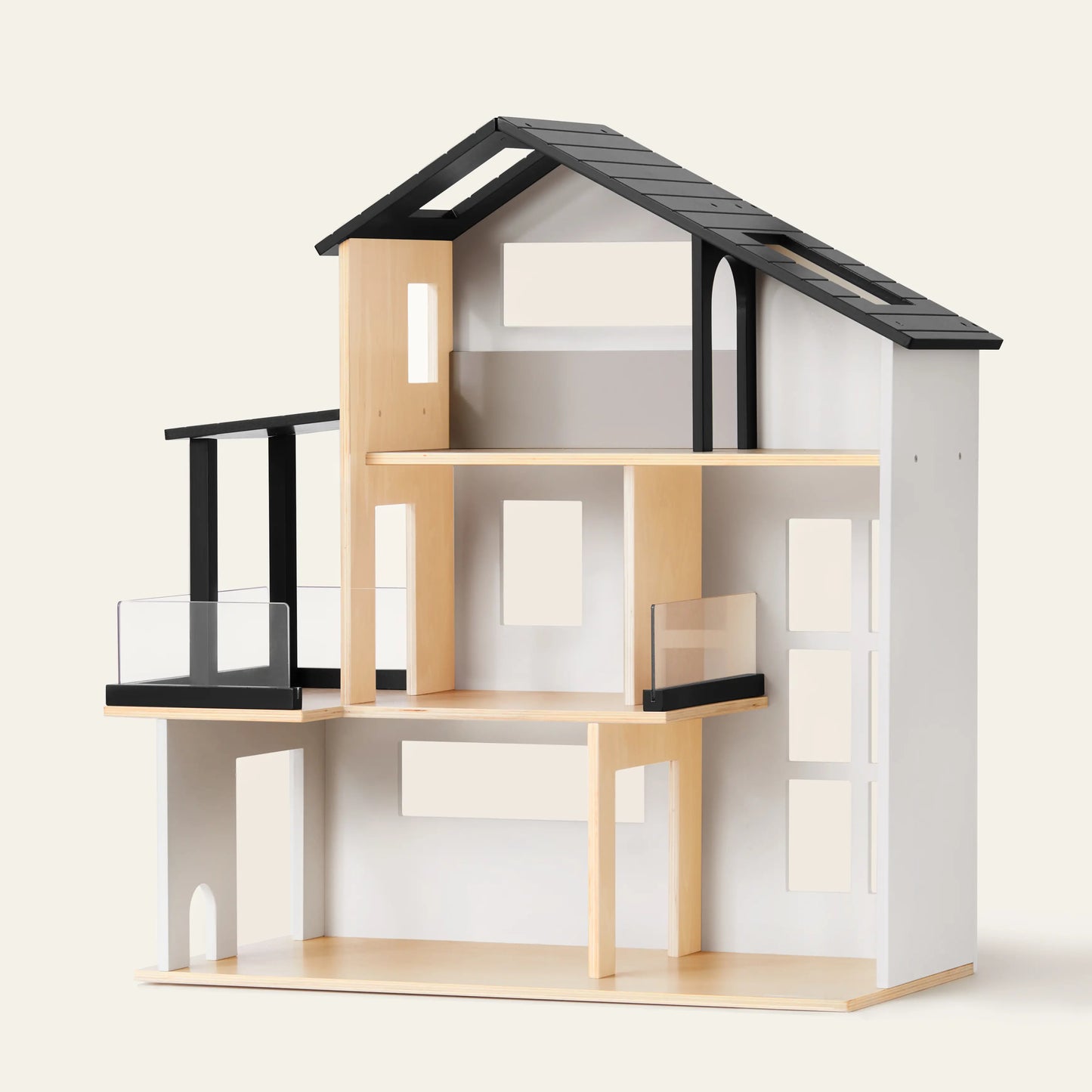 Tiny Land® Sweetwood Edge Modern Family Wooden Dollhouse – Contemporary Design with Furniture & Figures