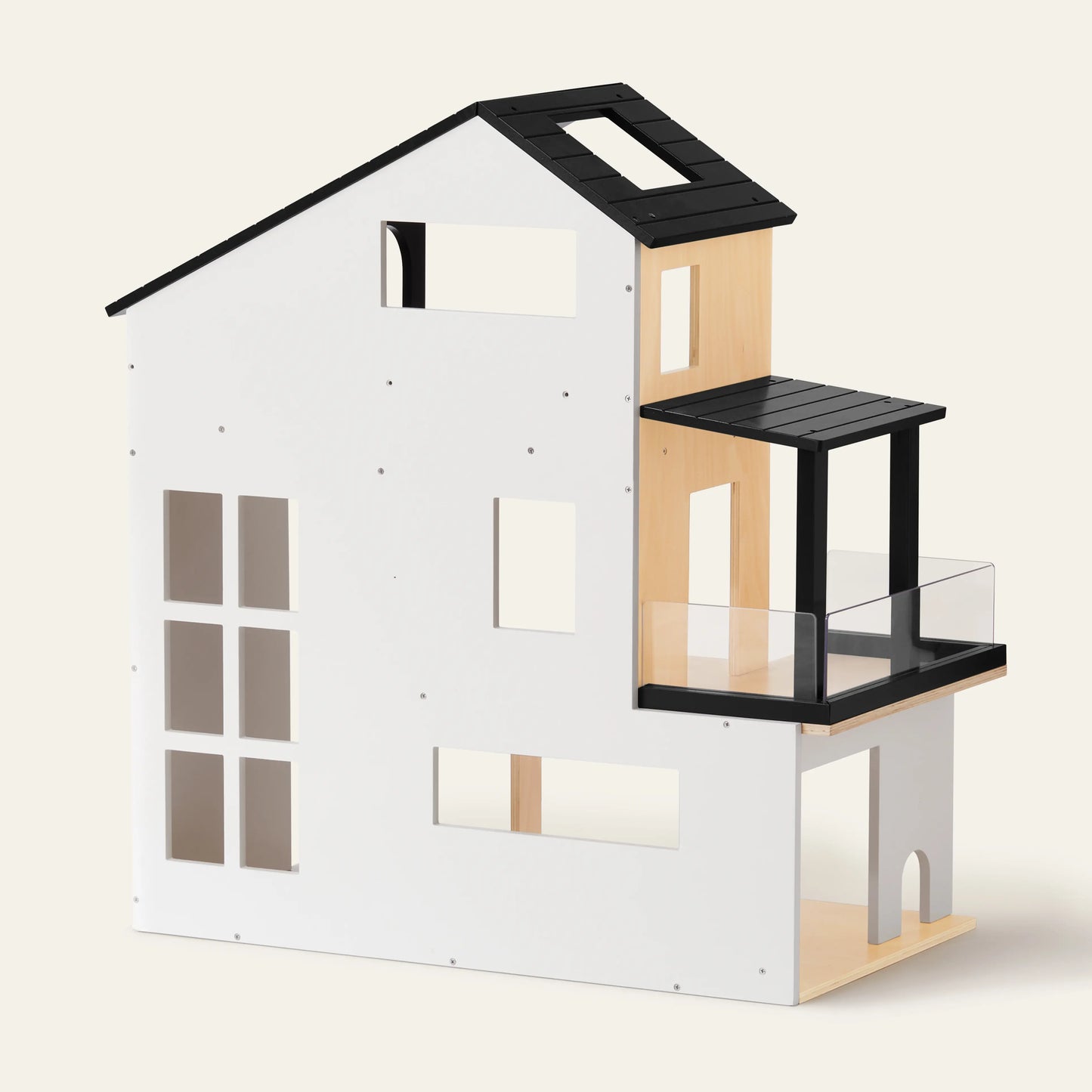 Tiny Land® Sweetwood Edge Modern Family Wooden Dollhouse – Contemporary Design with Furniture & Figures