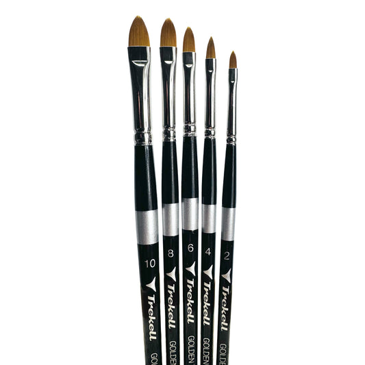 Trekell Golden Taklon Cat’s Tongue Brush Set – Advanced Artist Brushes for Older Kids, Teens & Growing Creatives