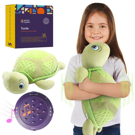 Special Supplies Vibrating Sensory Turtle Pillow with Music and Voice Recording