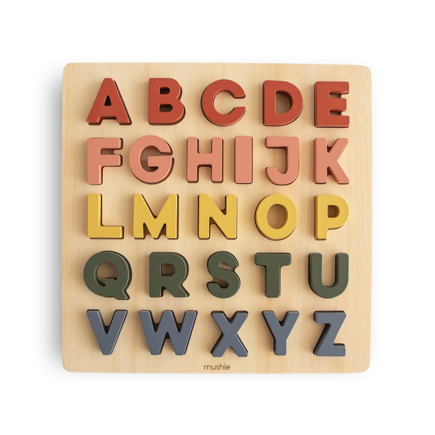 Mushie Wooden Alphabet Puzzle – FSC-Certified ABC Learning & Fine Motor Skills Toy