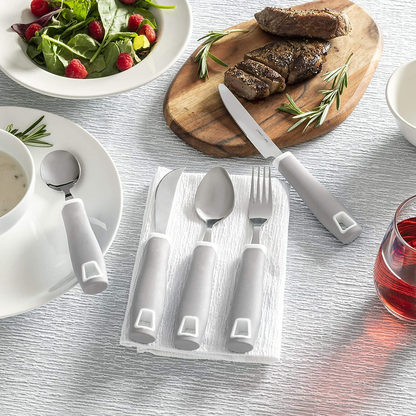 Special Supplies Adaptive Utensils Set (5-Piece) – Non-Slip Wide Grip Silverware for Tremors, Arthritis, Parkinson’s, and Low Hand Strength