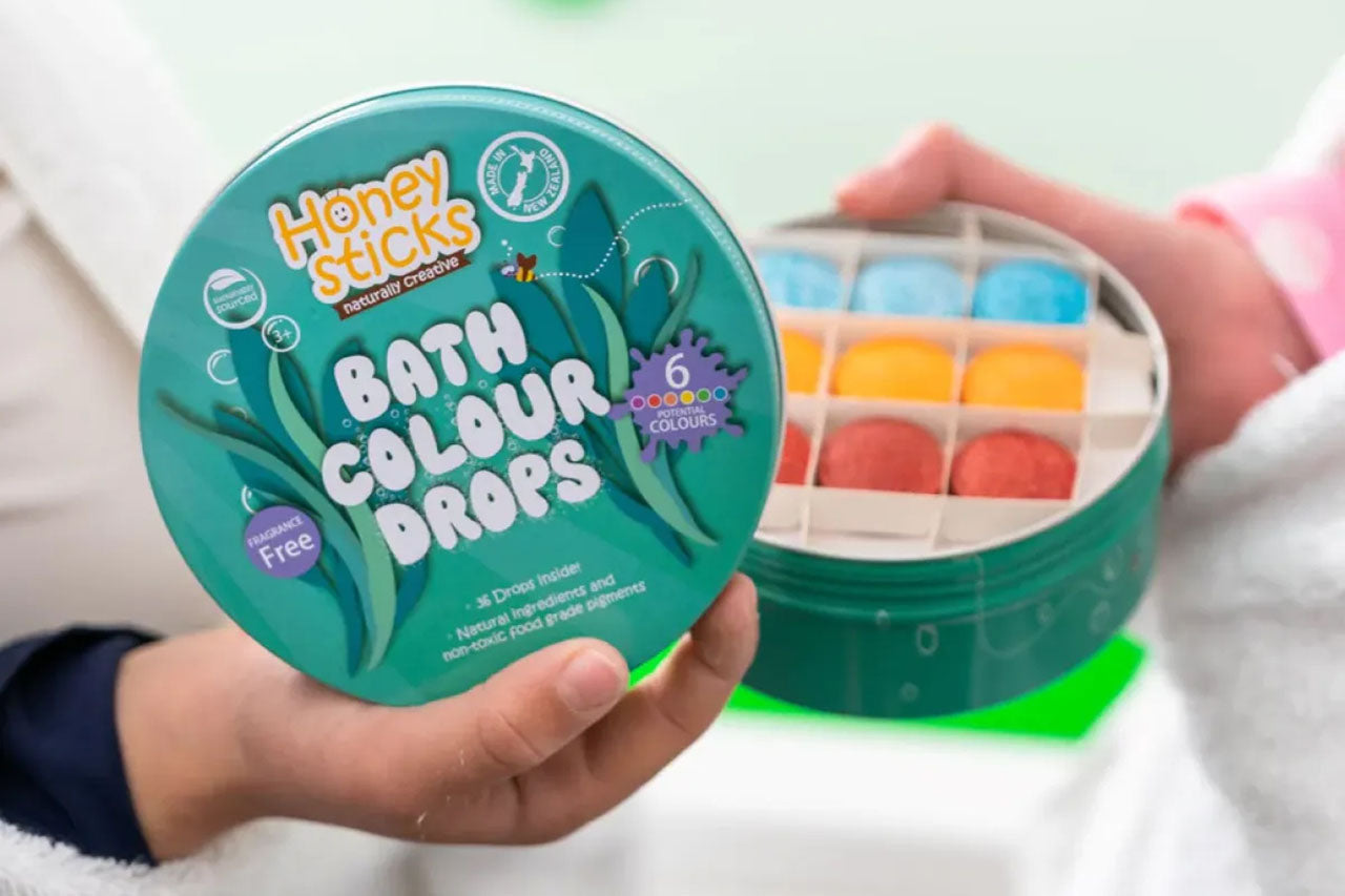 Honeysticks Bath Drops – Non-Toxic Color Tablets for Kids’ Bath Time & Water Play, 36 Pack