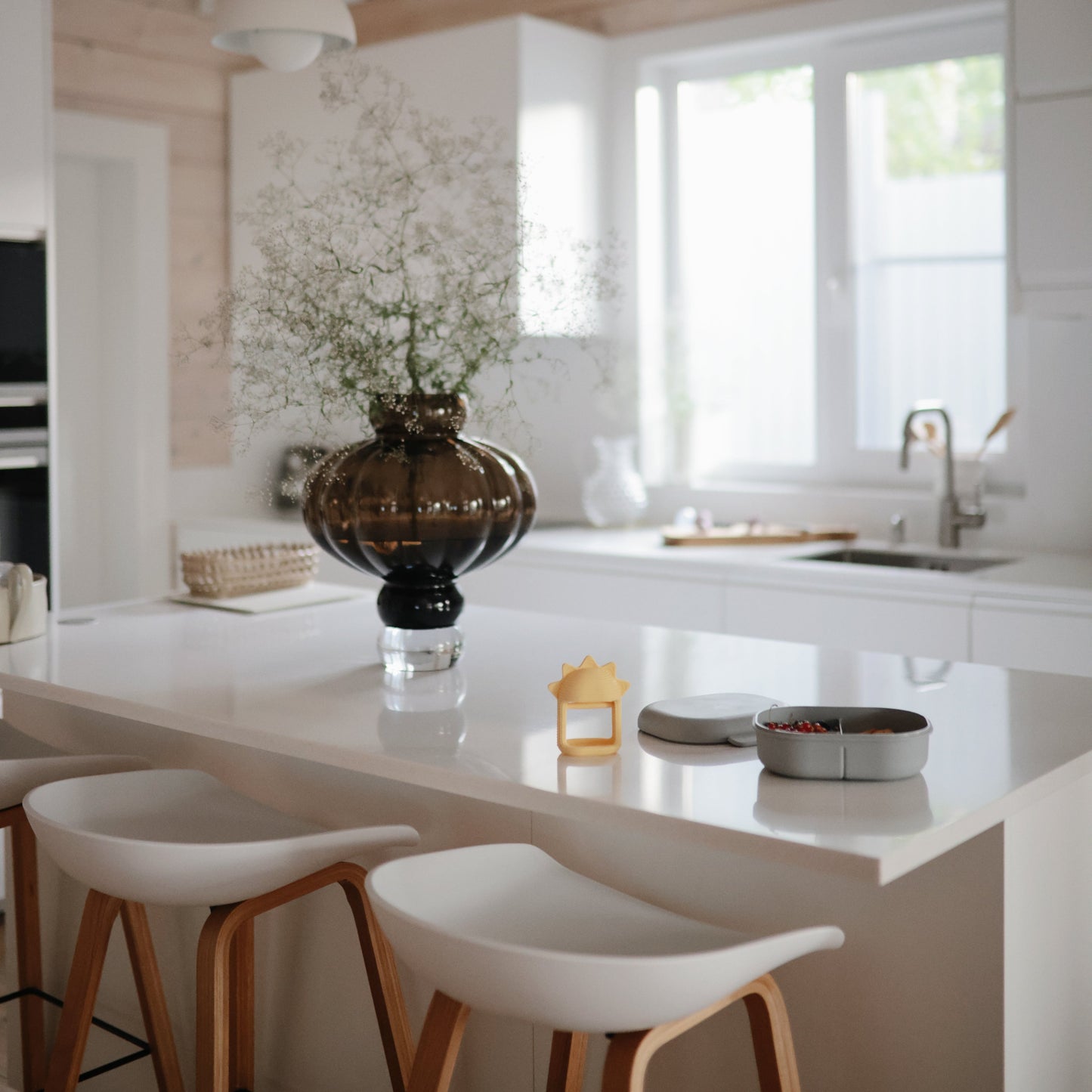 Mushie No-Drop Sun Teether | Soft Silicone Sensory Teething Toy for Babies