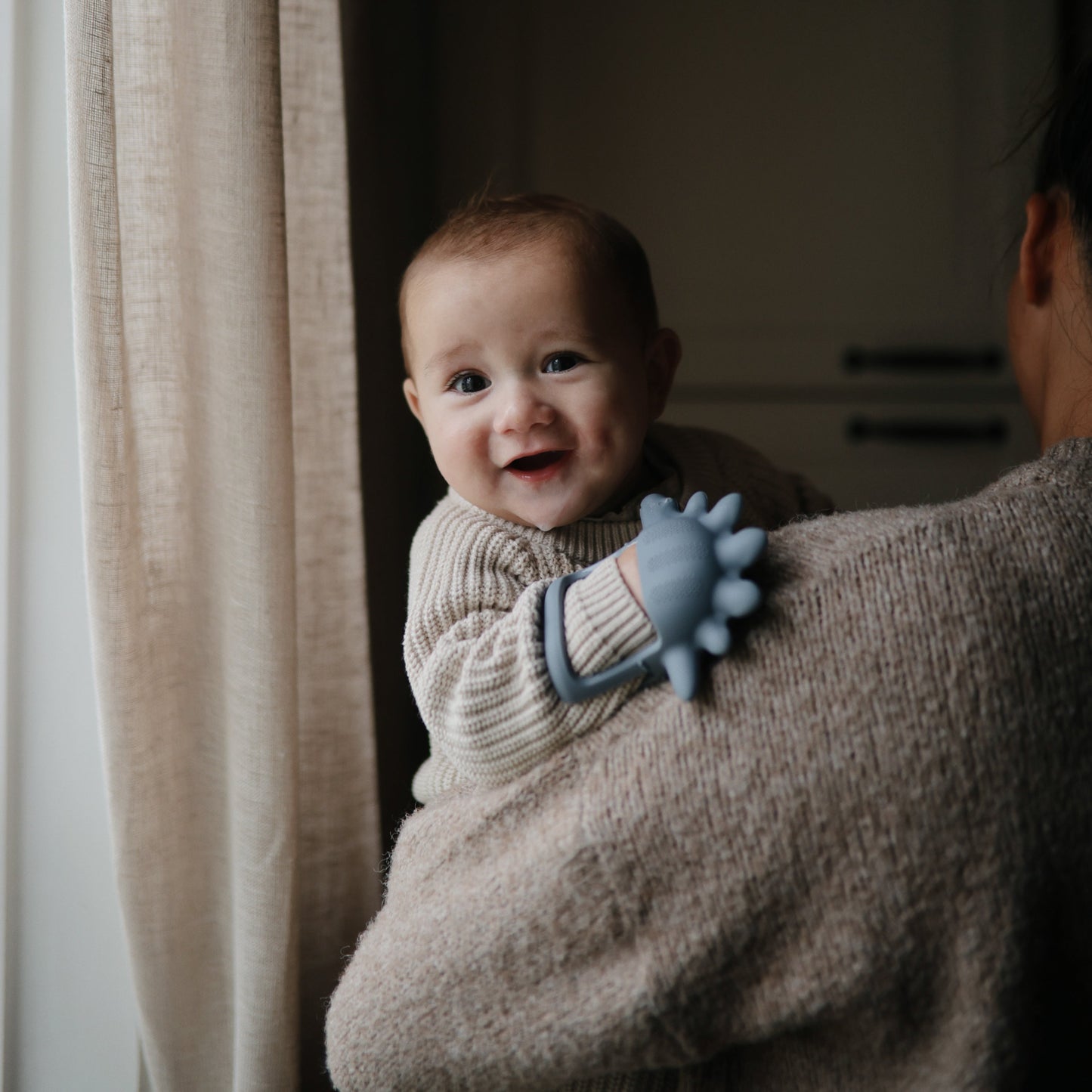 Mushie Dino Teething Ring | Sensory Silicone Teether for Babies – Soft, Safe & Textured