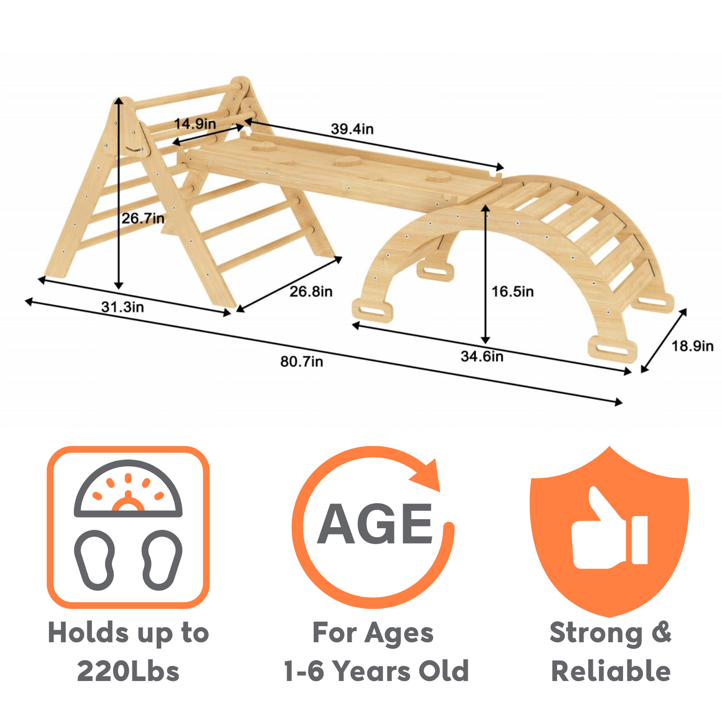 Avenlur Hazel – Pikler Triangle Ladder & Rocker Set | Montessori Climbing Toy for Toddlers | Foldable Wooden Play Gym