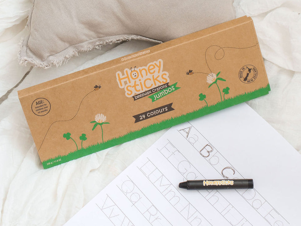 Honeysticks Jumbo Crayons 24-Pack – Natural Beeswax, Food-Grade Colors for Developed Pencil Grasp