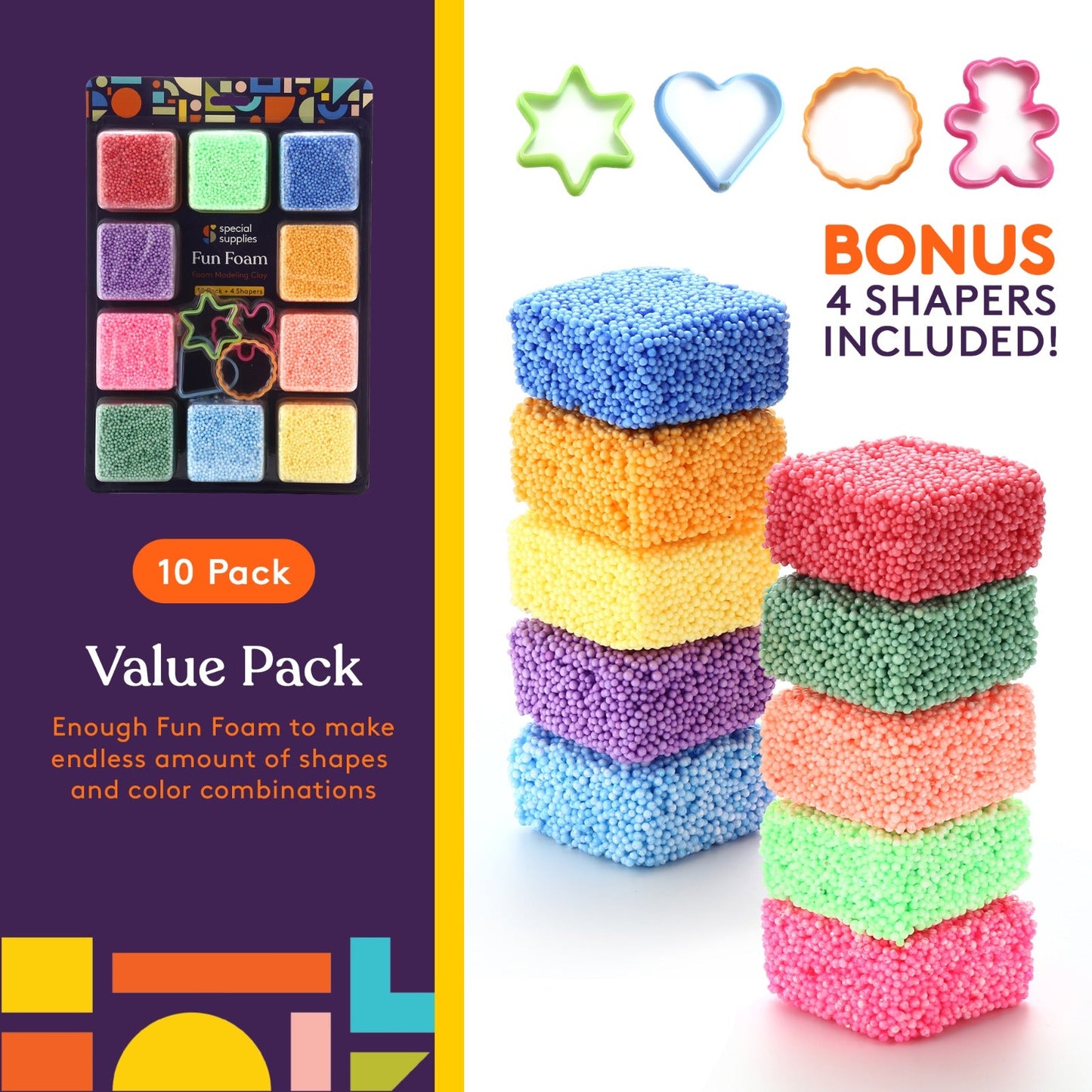 Special Supplies No-Stick Foam Modeling Clay for Kids (10-Pack) – Mess-Free Sensory Play for Creativity, Motor Skills, and Learning