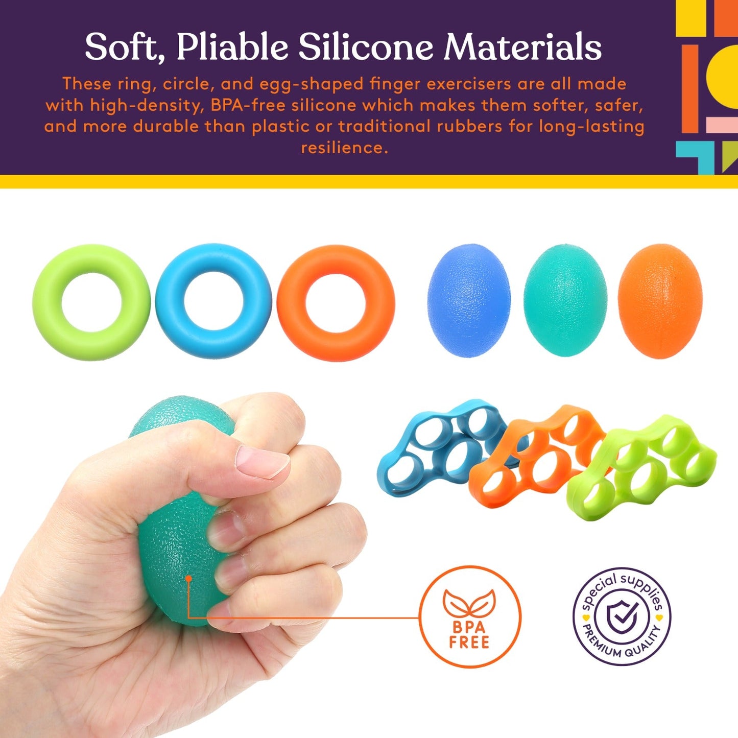 Special Supplies 15-Piece Hand Therapy & Dexterity Exercise Bundle