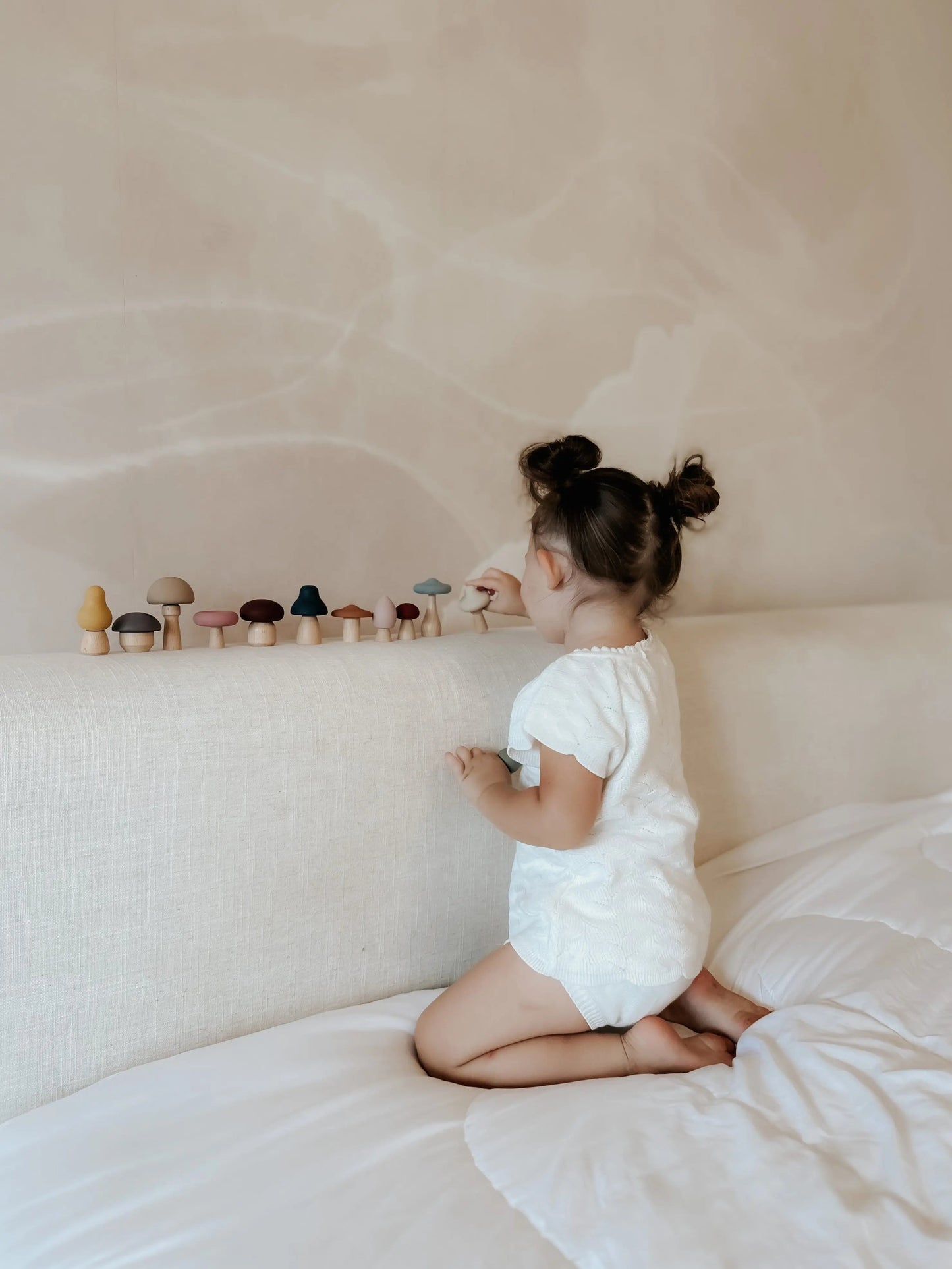 LYTL Mushroom Mix & Match Montessori Toy Set – 24-Piece Silicone and Wooden Stacking & Sorting Playset