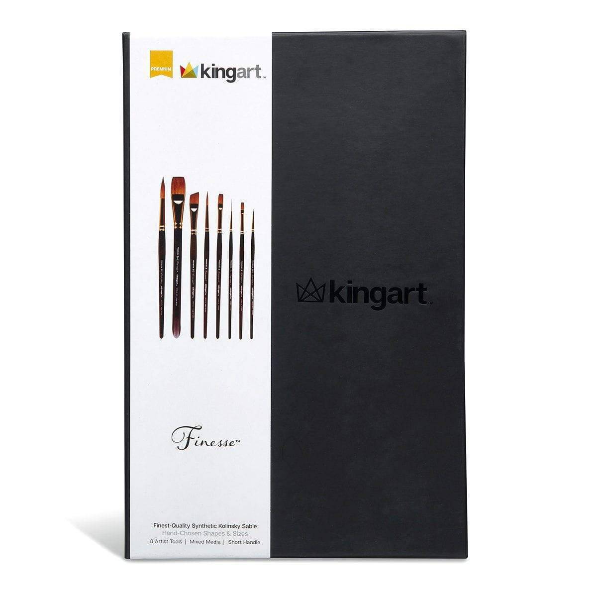 KINGART® Finesse™ Premium Watercolor Artist Brushes – Kolinsky Synthetic Blend, Set of 8