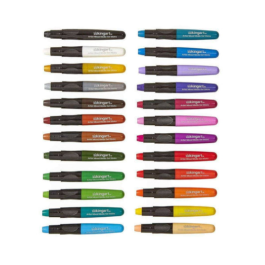 KINGART® Mixed Media Gel Stick Crayons – Set of 24 Colors