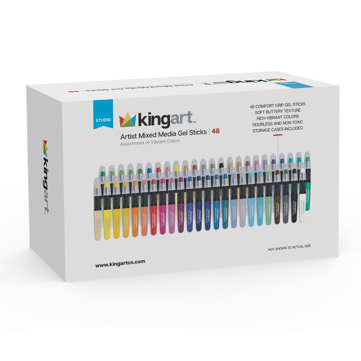 KINGART® Mixed Media Gel Stick Crayons – Set of 48 Colors