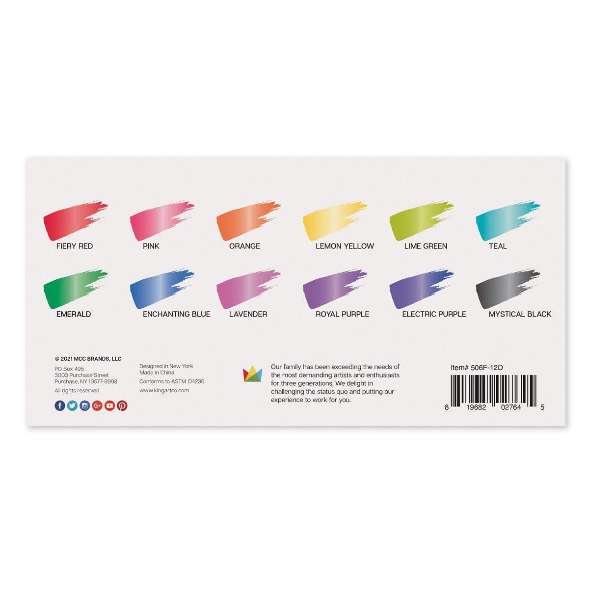 KINGART® Studio Acrylic Paint – Iridescent Shimmer Set, 12 x 60ml Bottles
