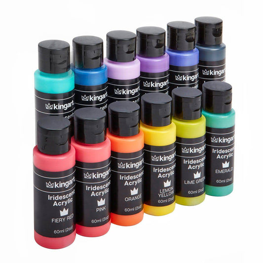KINGART® Studio Acrylic Paint – Iridescent Shimmer Set, 12 x 60ml Bottles