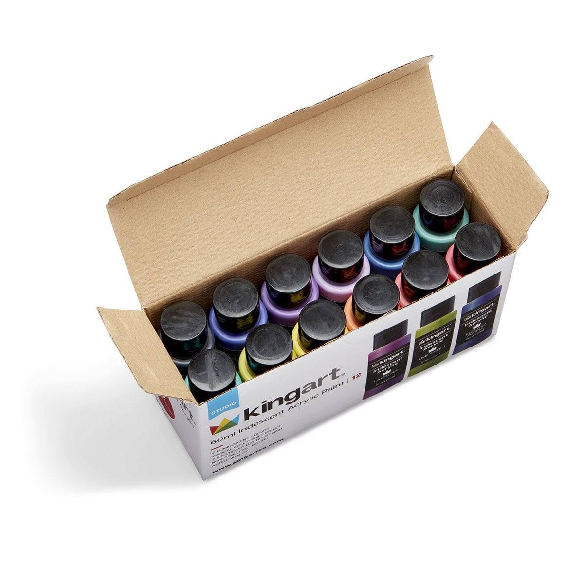 KINGART® Studio Acrylic Paint – Iridescent Shimmer Set, 12 x 60ml Bottles