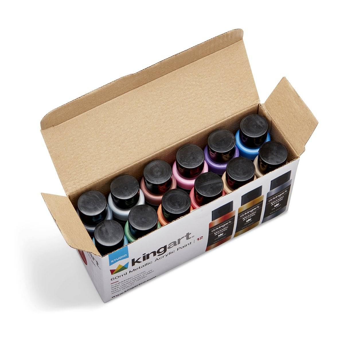 KINGART® Studio Acrylic Paint – Metallic Set, 12 x 60ml Bottles