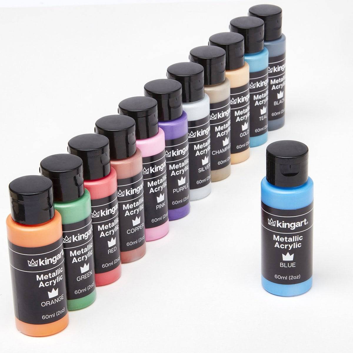 KINGART® Studio Acrylic Paint – Metallic Set, 12 x 60ml Bottles