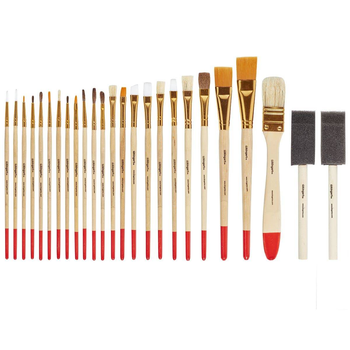 KINGART® Value Brush Pack – Assorted Set of 25 Brushes