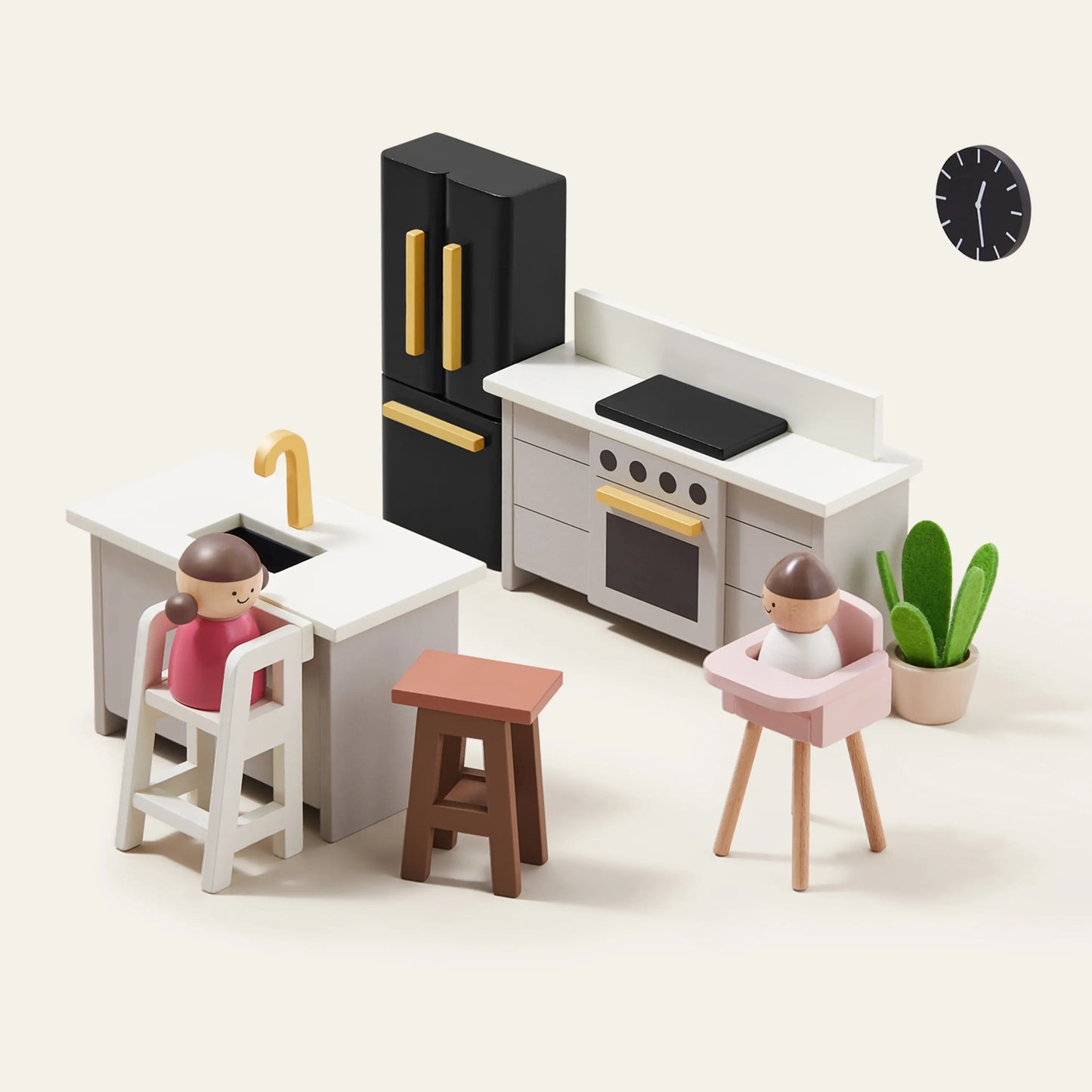 Tiny Land® Sweetwood Edge Modern Family Wooden Dollhouse – Contemporary Design with Furniture & Figures