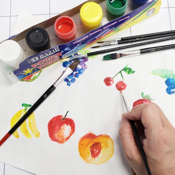 Bazic All-Purpose Paint Brush Set (15 Pack) – Durable, Versatile Brushes for Kids, Students, and Artists