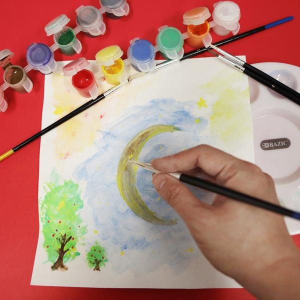 Bazic All-Purpose Paint Brush Set (15 Pack) – Durable, Versatile Brushes for Kids, Students, and Artists