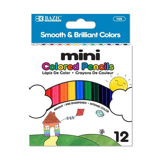 12 Pre-Sharpened Colored MINI Pencils – Vibrant Colors for Drawing, Coloring, and Sketching
