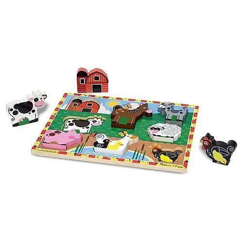 Melissa & Doug Farm Chunky Puzzle – Wooden Animal Puzzle for Toddlers