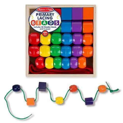 Melissa & Doug Primary Lacing Beads – Wooden Beads for Creativity & Fine Motor Skills