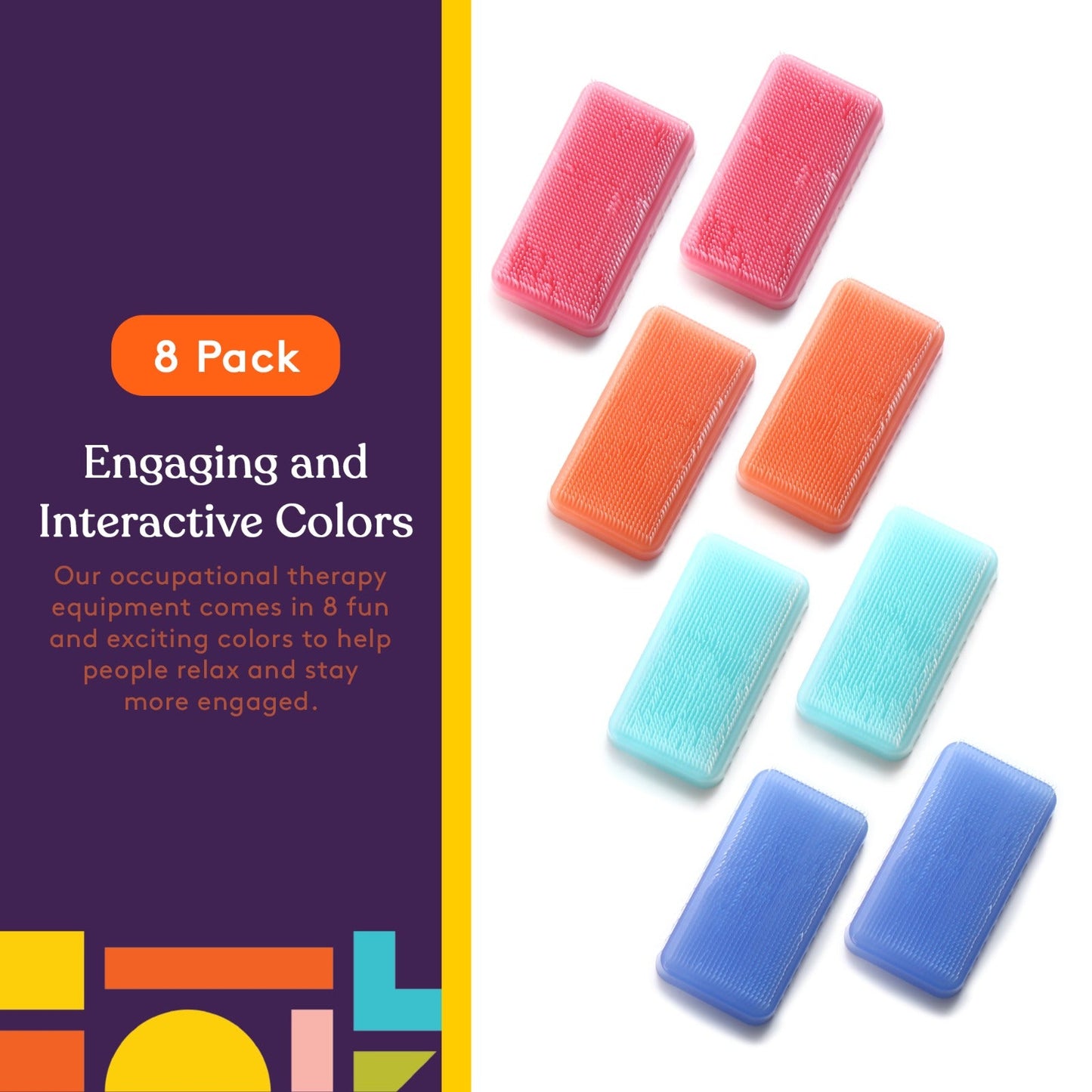 Special Supplies Therapressure Therapy Brushes (8 Pack) – Deep Pressure Sensory Tools for Calming & Occupational Therapy  –  Pastel Colors