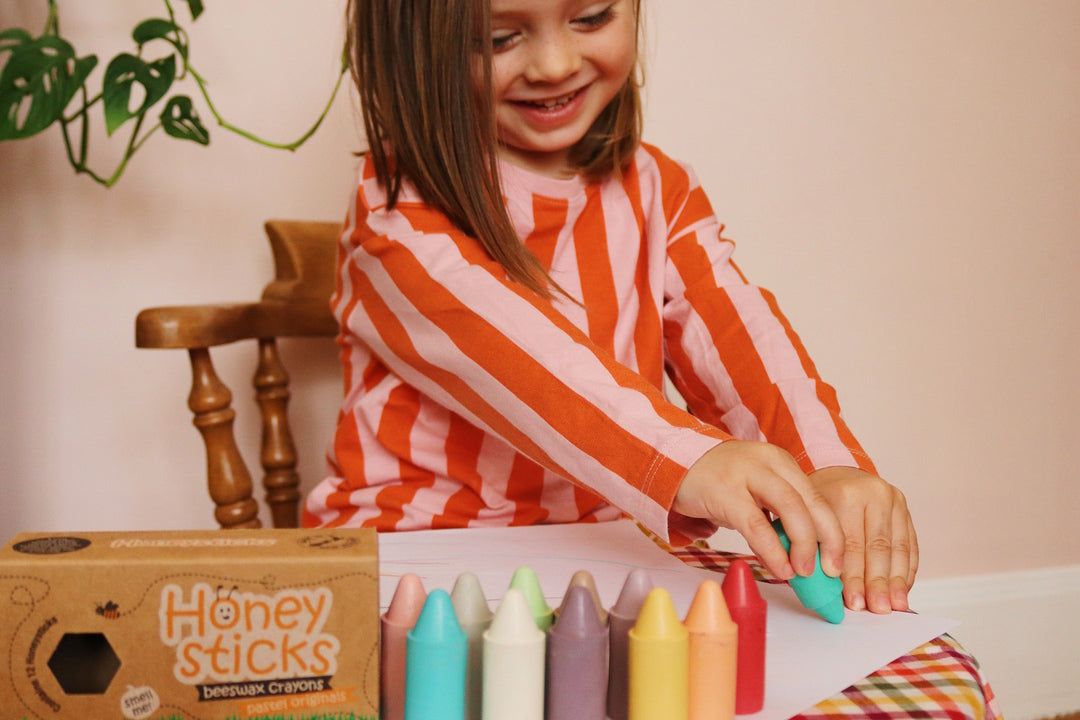 Honeysticks Pastel Originals – Natural Beeswax Crayons for Toddlers and Young Children