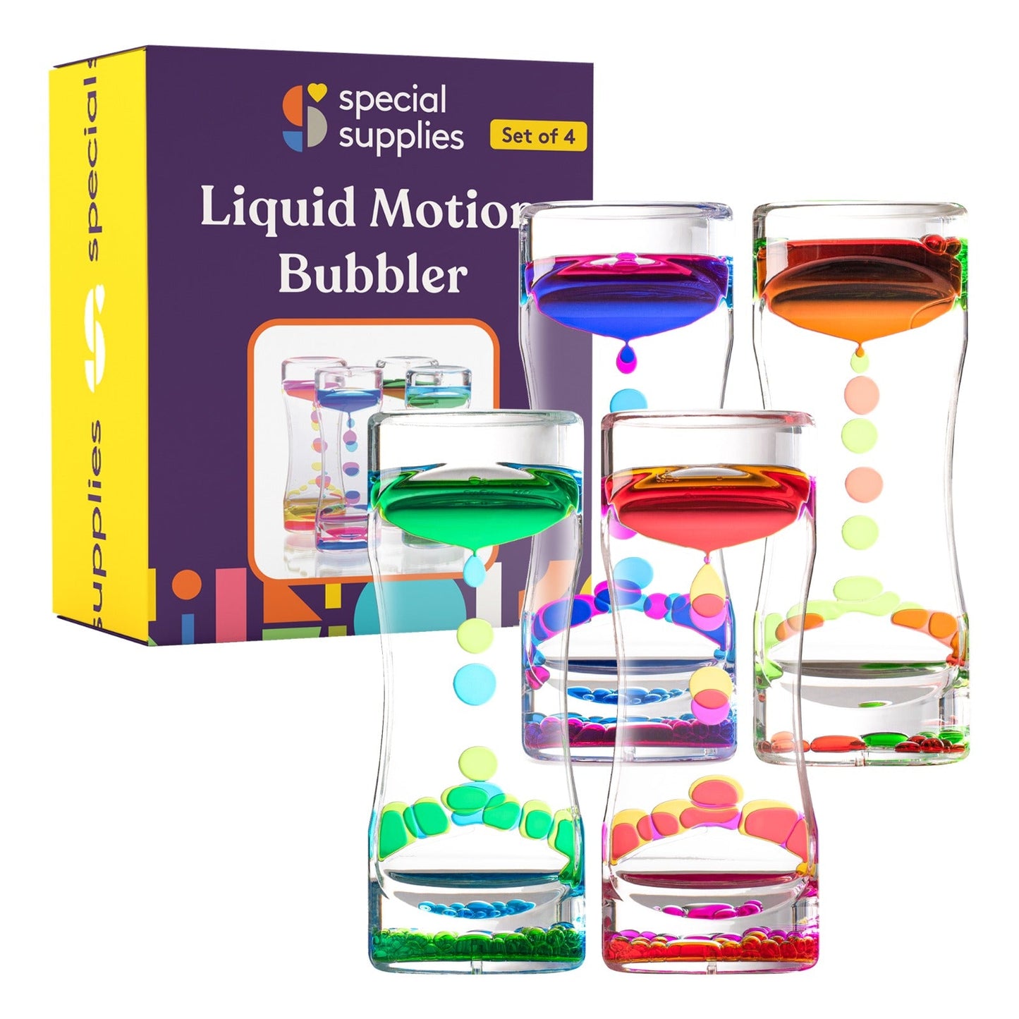 Liquid Motion Bubbler Timers – 4-Pack Sensory Calm Down & Focus Tools