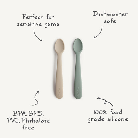 Mushie Baby Feeding Spoons – Soft Silicone Adaptive Utensils for Infants, Toddlers and Beyond
