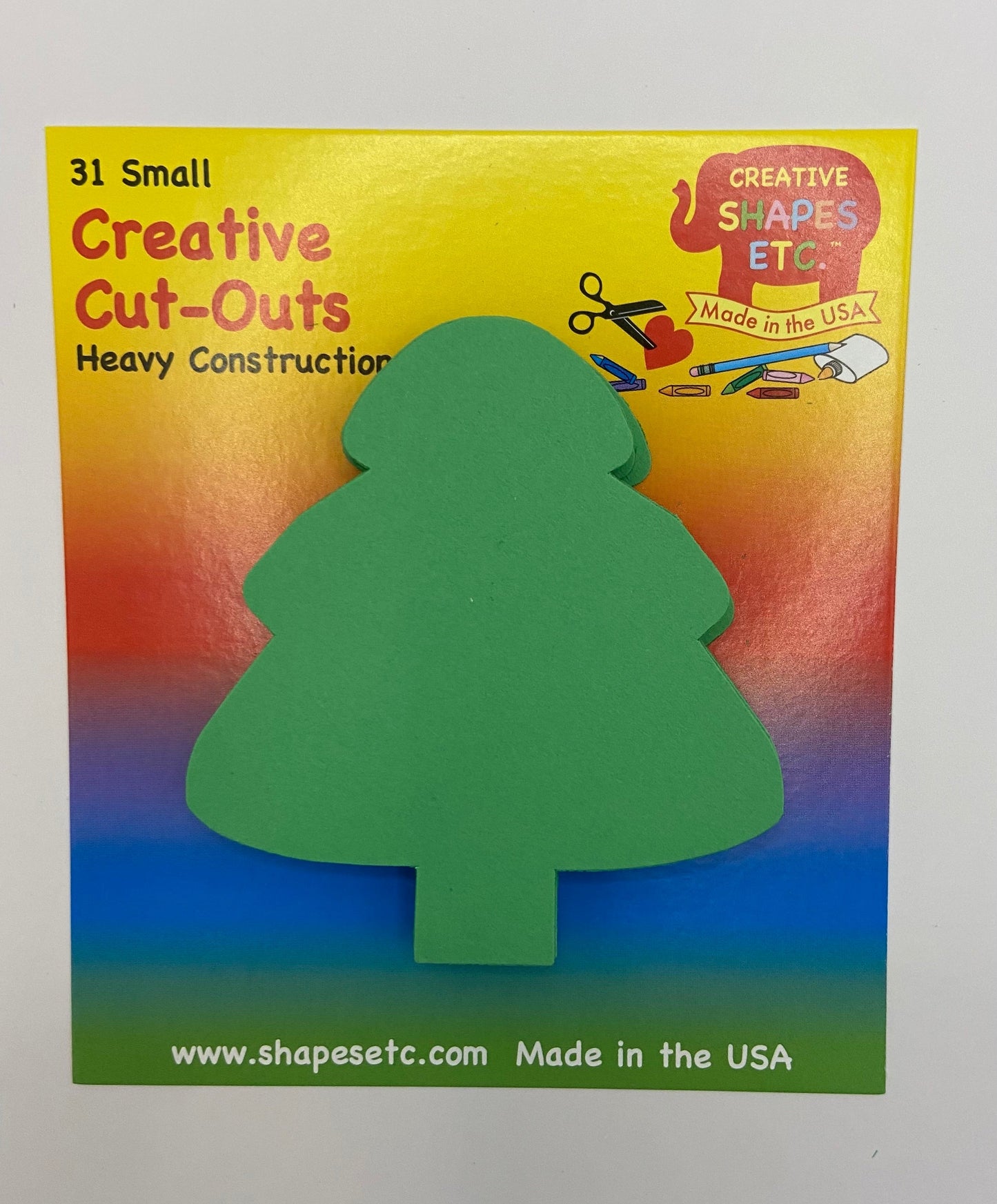 Shapes Etc. Evergreen Tree Cut-Outs – Single-Color Paper Shapes for Crafts and Classroom Décor (31 Sheets, 3" x 3")