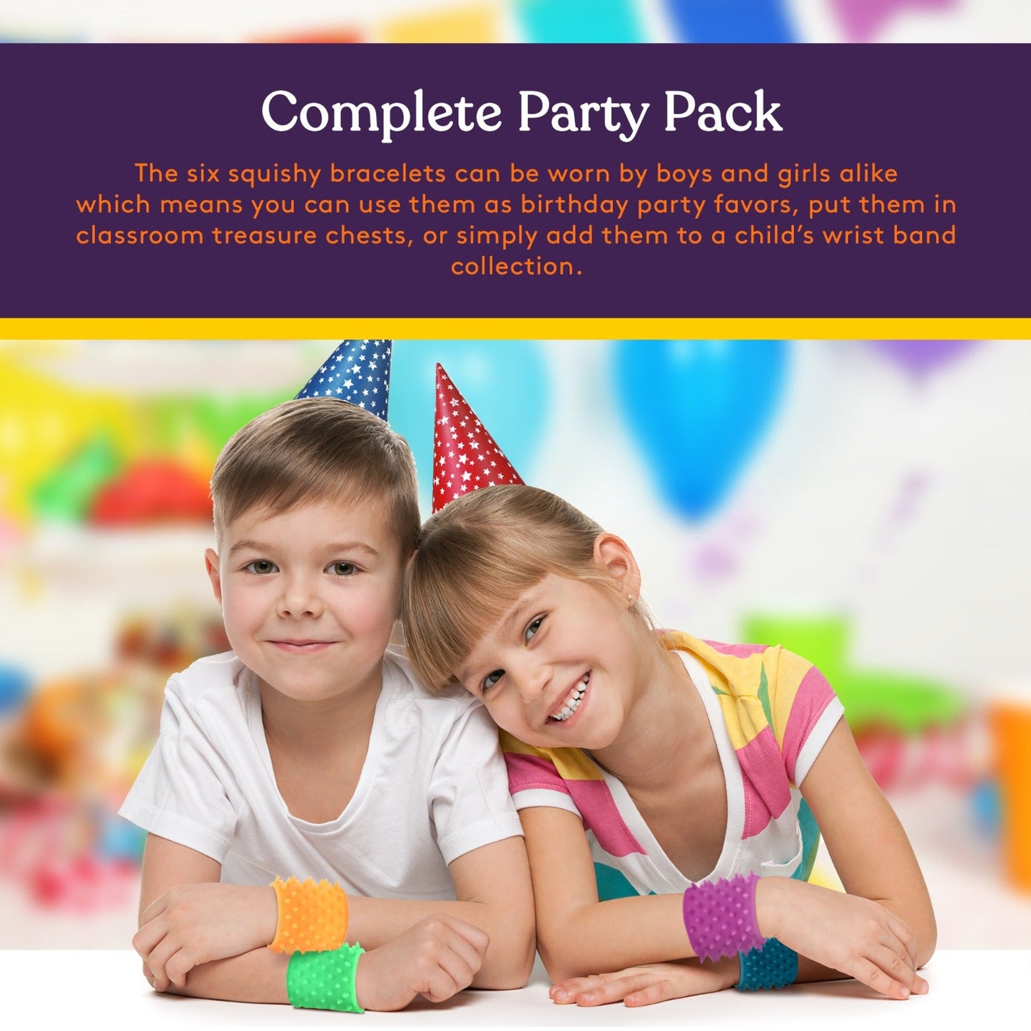 Special Supplies Spiky Sensory Bands – 6-Pack Stretchy Fidget Bracelets for Kids