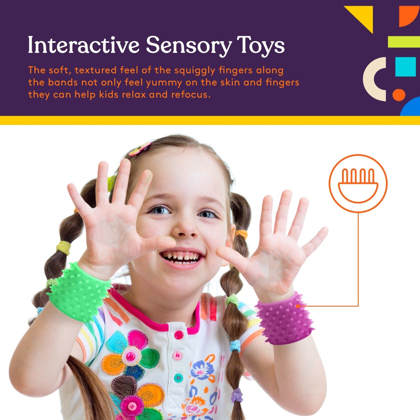 Special Supplies Spiky Sensory Bands – 6-Pack Stretchy Fidget Bracelets for Kids