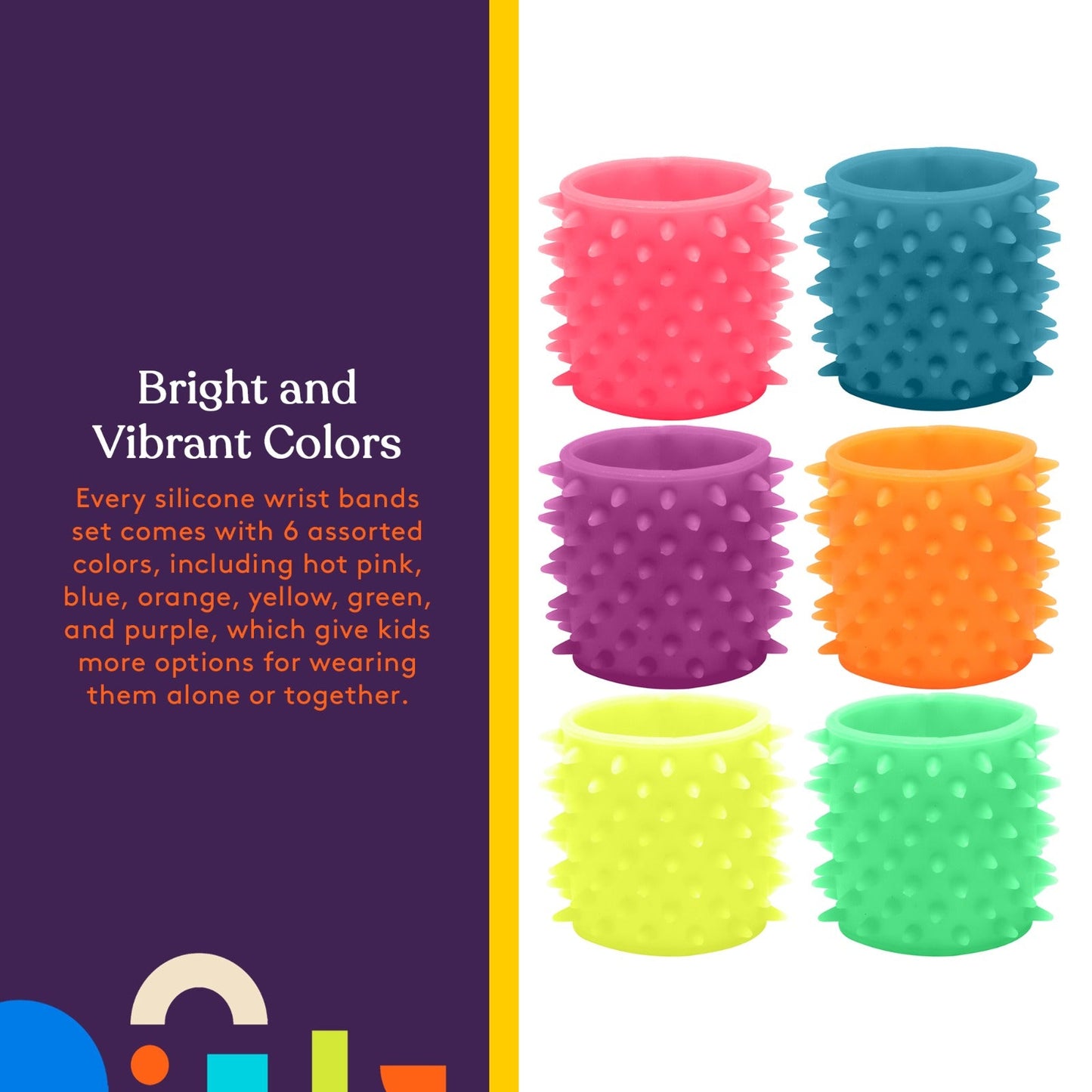 Special Supplies Spiky Sensory Bands – 6-Pack Stretchy Fidget Bracelets for Kids