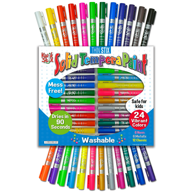 The Pencil Grip Inc. Thin Stix 24-Color Gift Set – Solid Tempera Paint Sticks for Kids